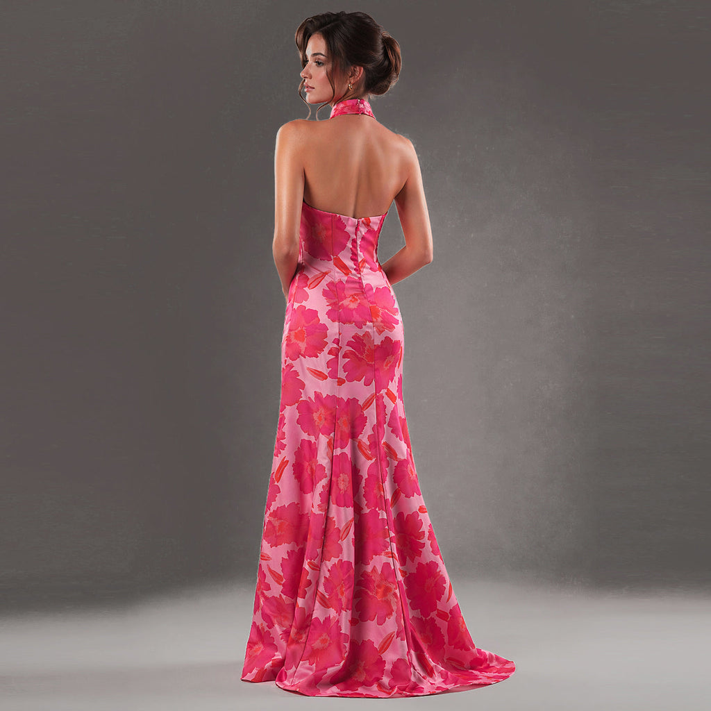Cenia Signature Floral Halter Gown Cenia New York