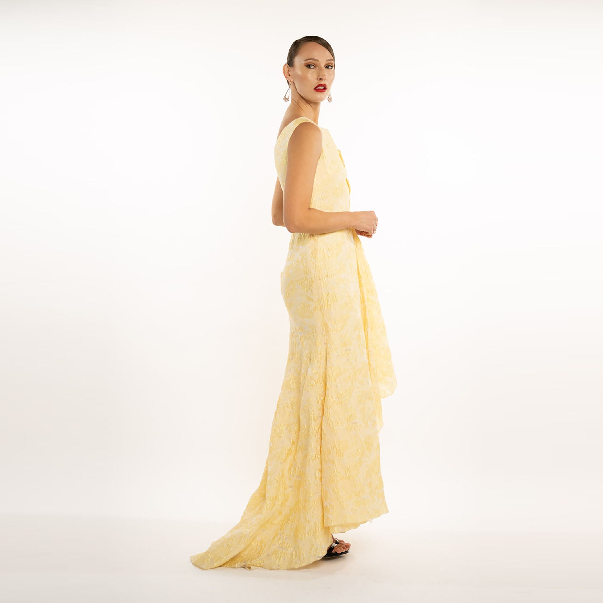 One Shoulder Origami Overlay Gown Cenia New York