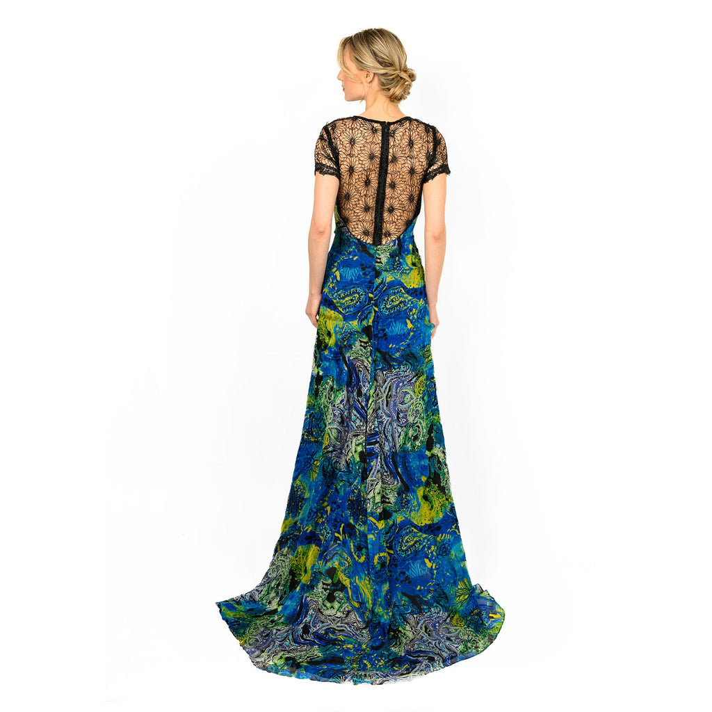 Mix-Media Side Flounce Gown Cenia New York