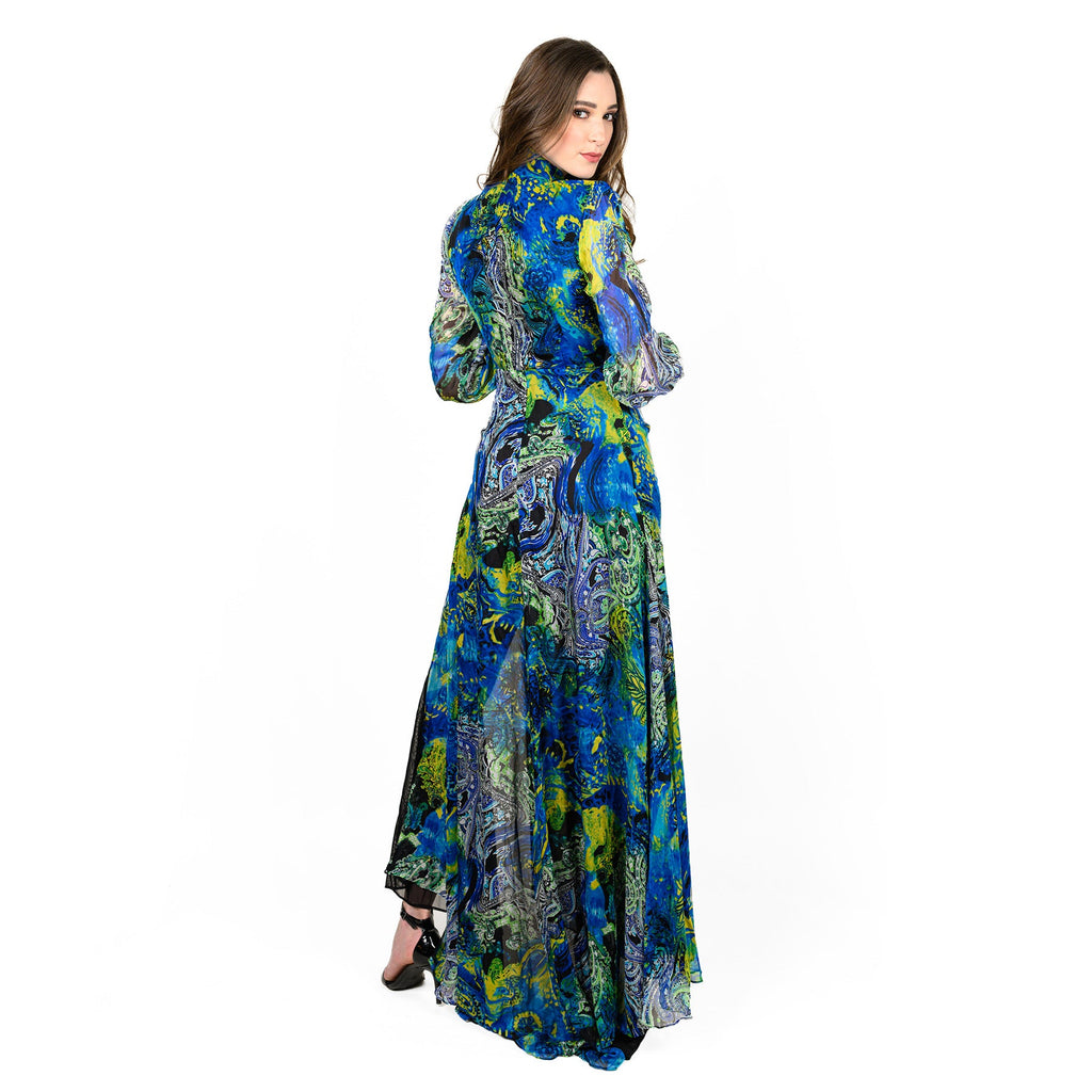 Mock Neck Side Slit Gown Cenia New York