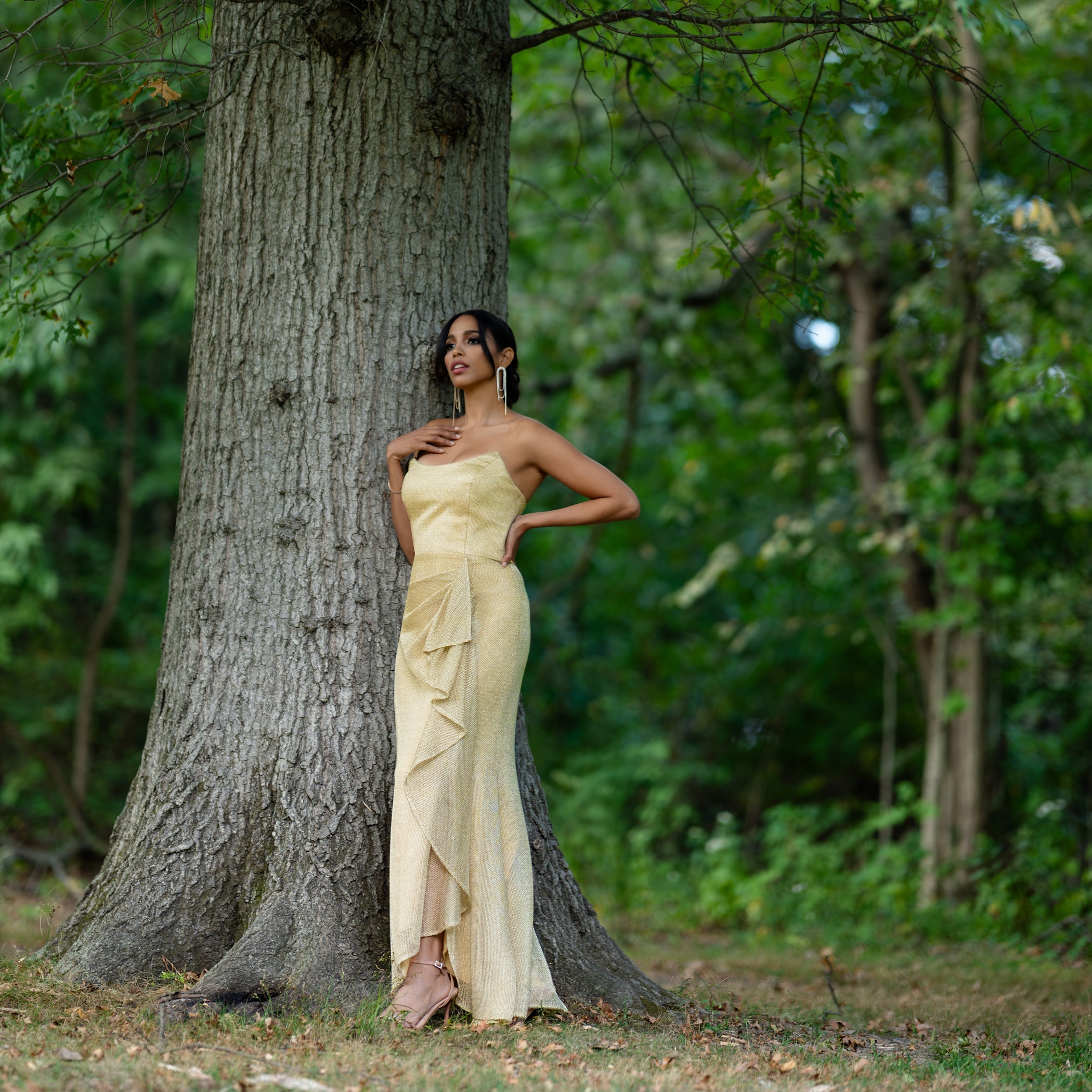 Strapples Draped Ruffle Gown Cenia New York