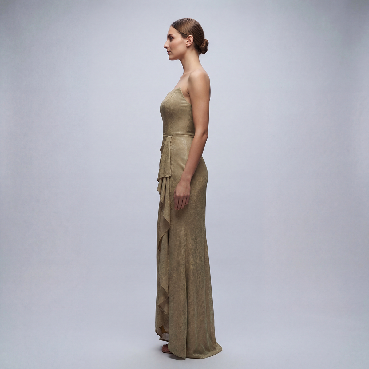 Strapples Draped Ruffle Gown Cenia New York