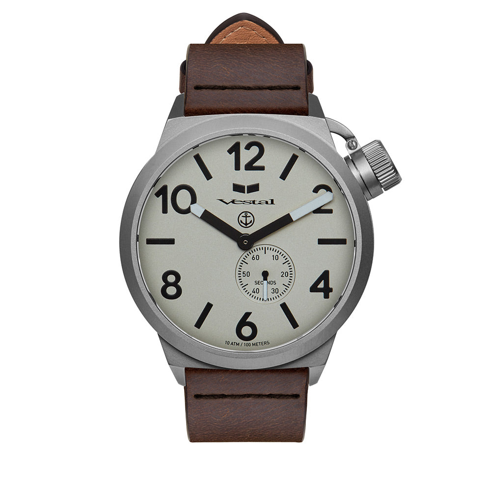 CANTEEN LEATHER - Brown/Silver/White/Black Vestal Watch