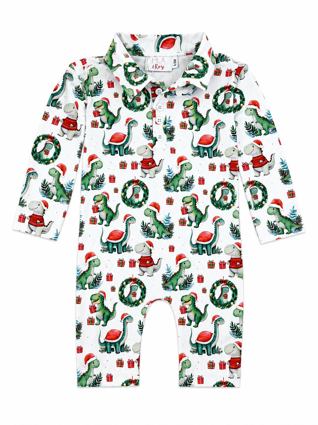Santa Saurus L/S Polo One-Piece Mila & Rose ®