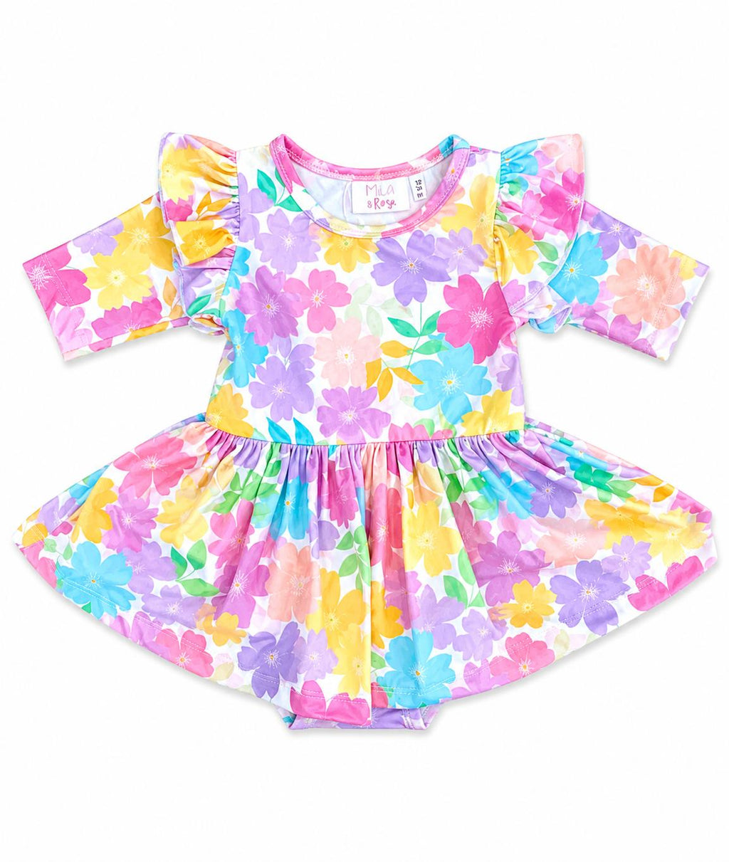 Colorful Carnations 3/4 Sleeve Flutter Twirl Bodysuit Mila & Rose ®