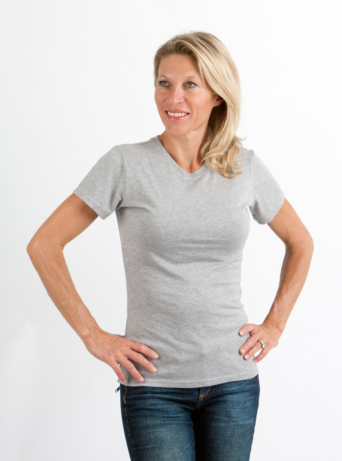 Spun Bamboo Women's Bamboo/Cotton Short Sleeve Crew Neck T-Shirt - Heather Grey Spun Bamboo