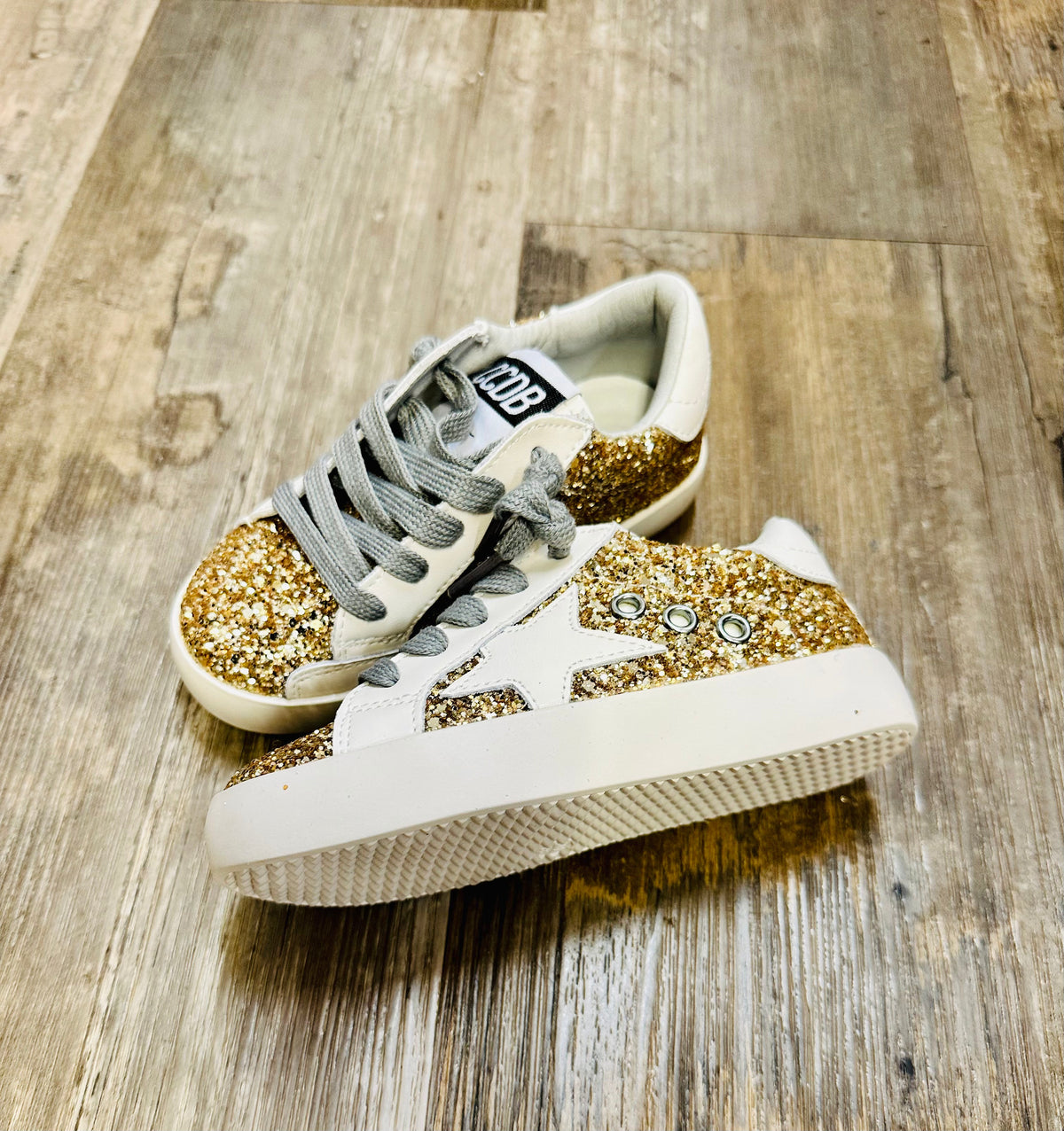 Gold Glitter White Star Torn and Trendy