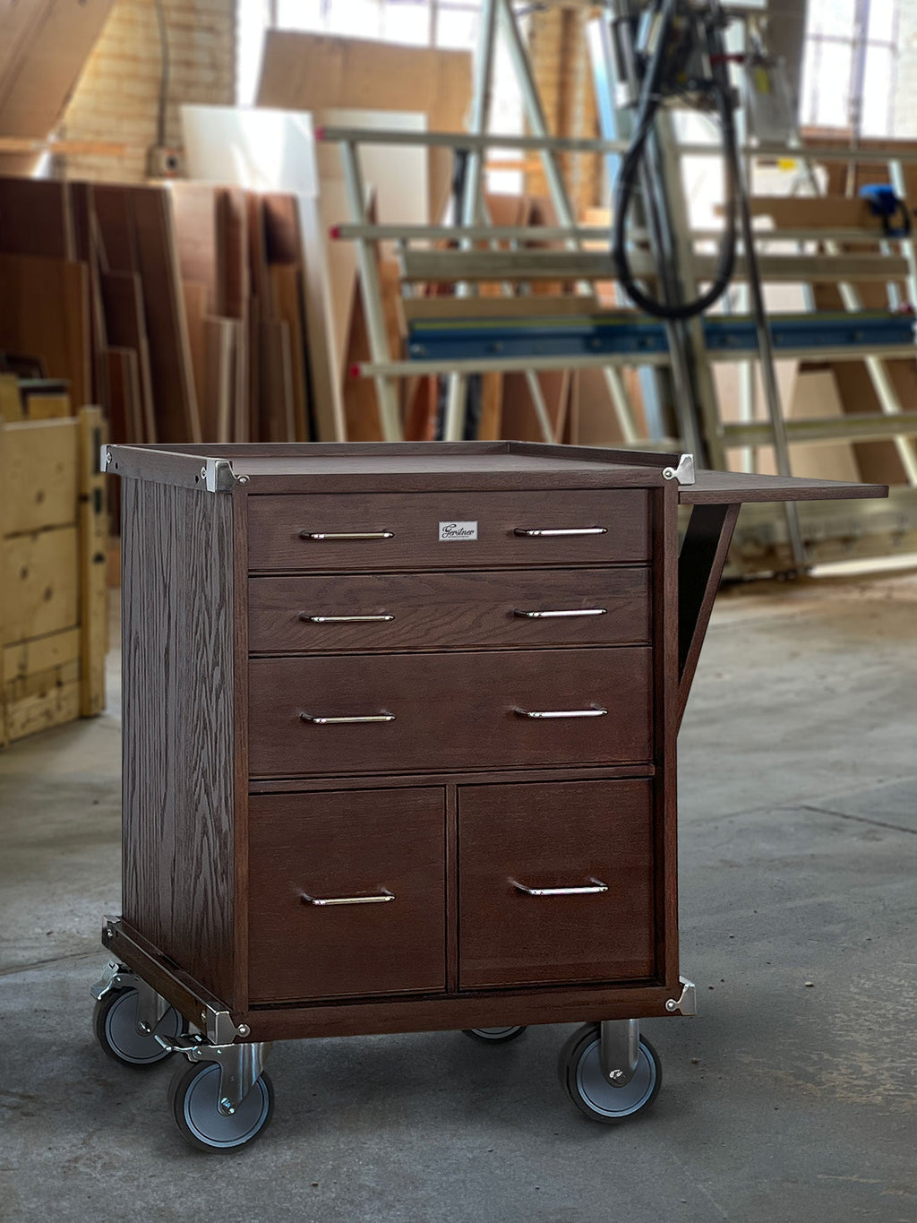 Dark Oak 5-Drawer Roller Cabinet GI-R24-D - Gerstner International