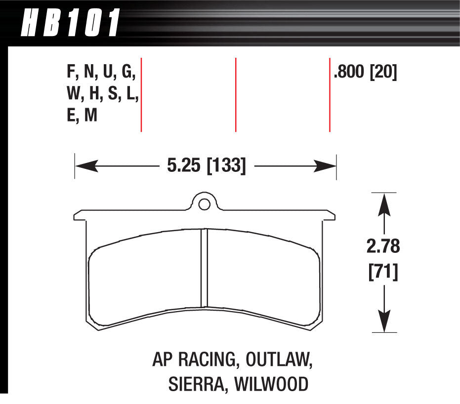 Brake Pads Race DTC70 - HB101U800 Vinyasa Automotive