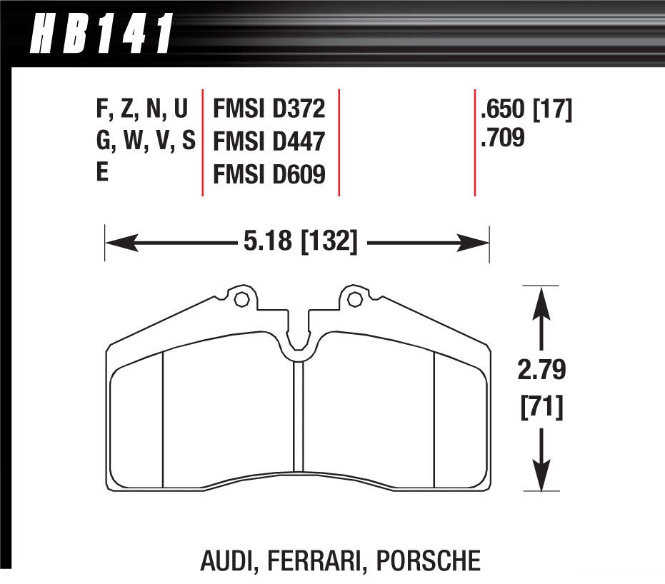 Brake Pads Race DTC70 - HB141U650 Vinyasa Automotive