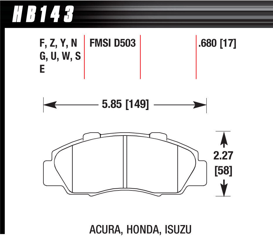 Hps Brake Pads - HB143F680 Vinyasa Automotive