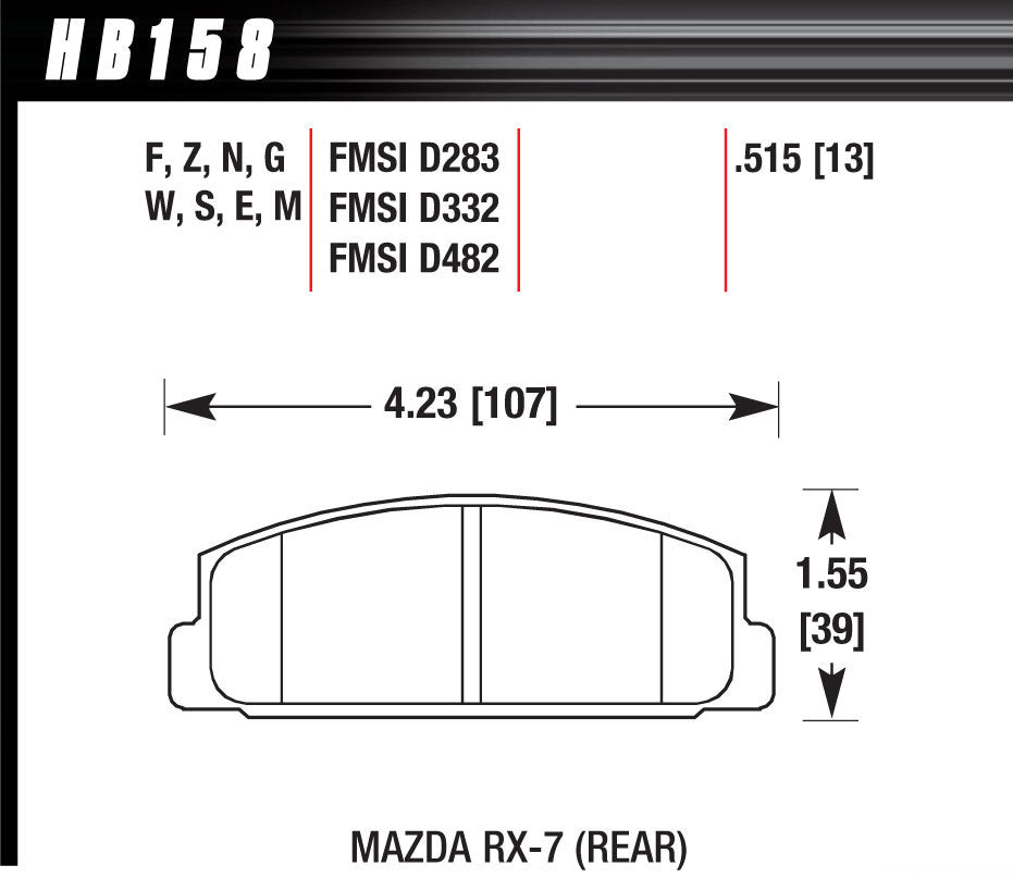 Hps Brake Pads - HB158F515 Vinyasa Automotive