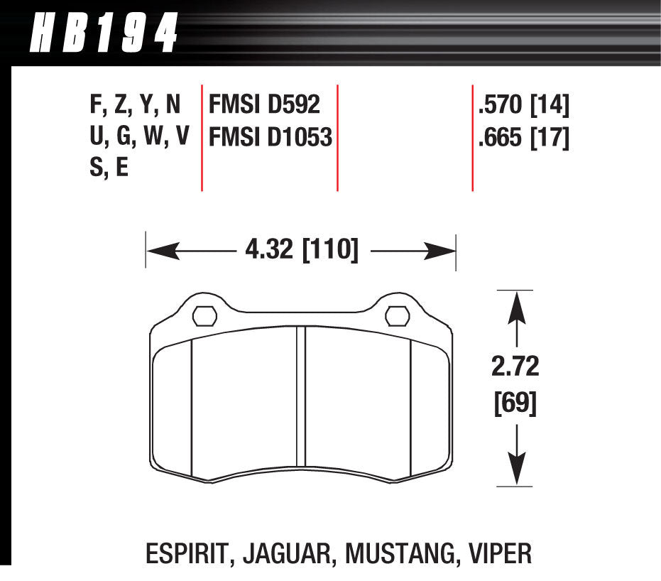 Brake Pads Street Hps - HB194F570 Vinyasa Automotive