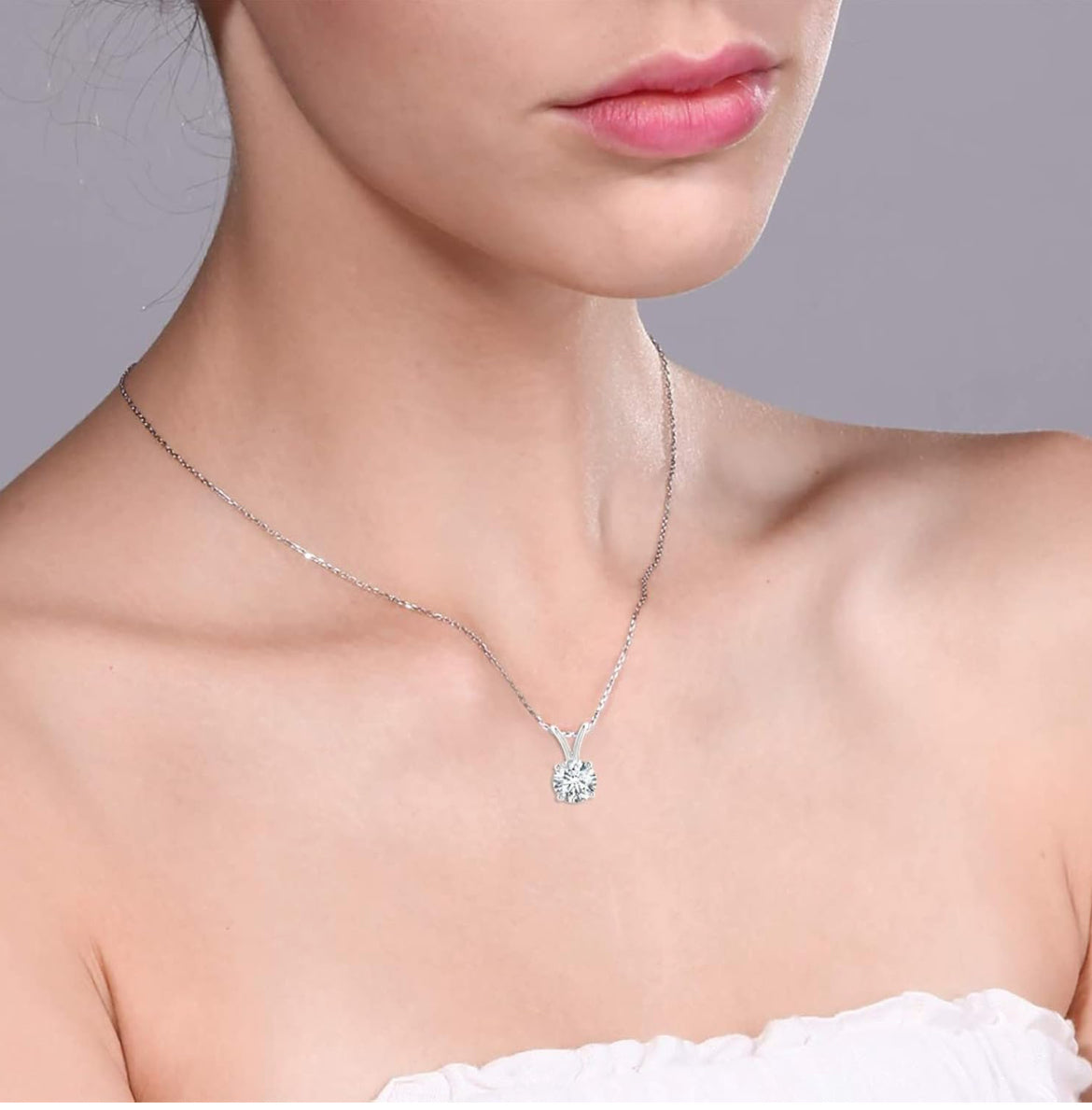 1.00 CTW AGI Certified Lab Grown Diamond Pendant - G/VS Clarity Round Cut in Choice of 14K White or Yellow Gold VossAgin