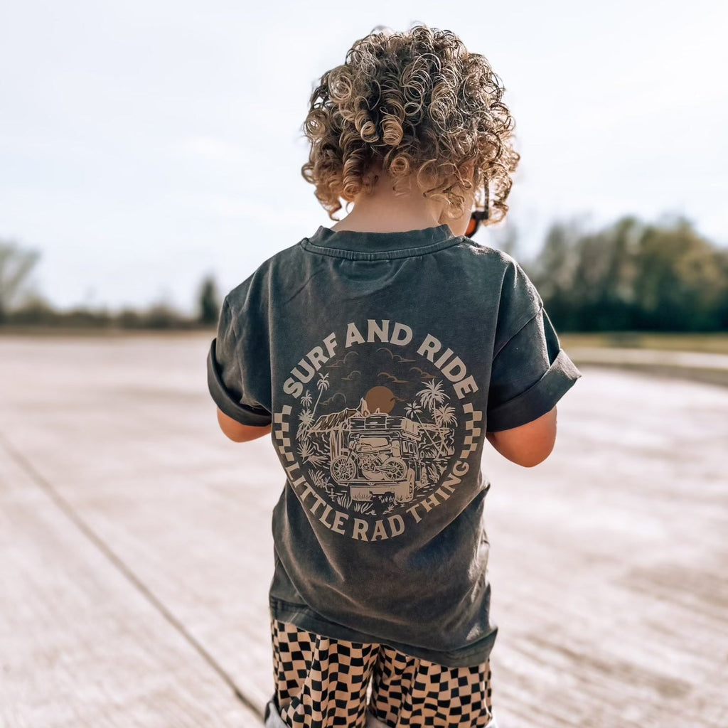 SURF N RIDE TEE - COAL LITTLE RAD THINGS
