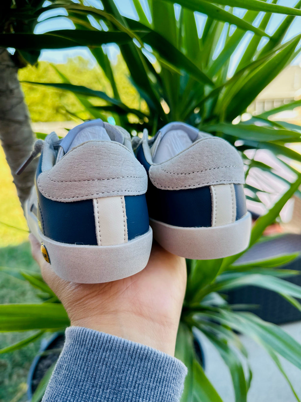 Blue with Grey Star Sneakers Torn and Trendy
