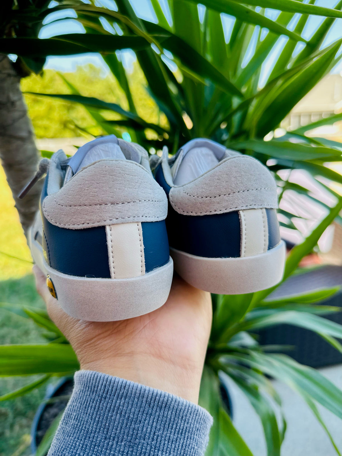 Blue with Grey Star Sneakers Torn and Trendy