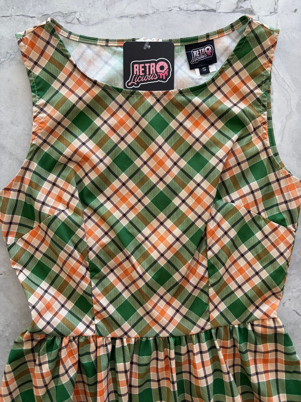 Rust & Green Plaid Midi Dress Retrolicious