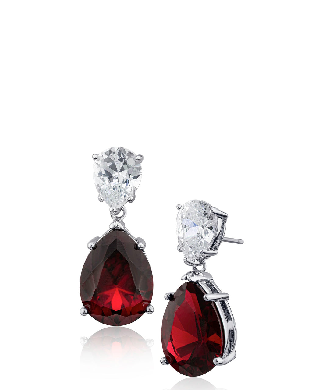 Double Pear CZ Drop with Ruby CZ by Kenneth Jay Lane