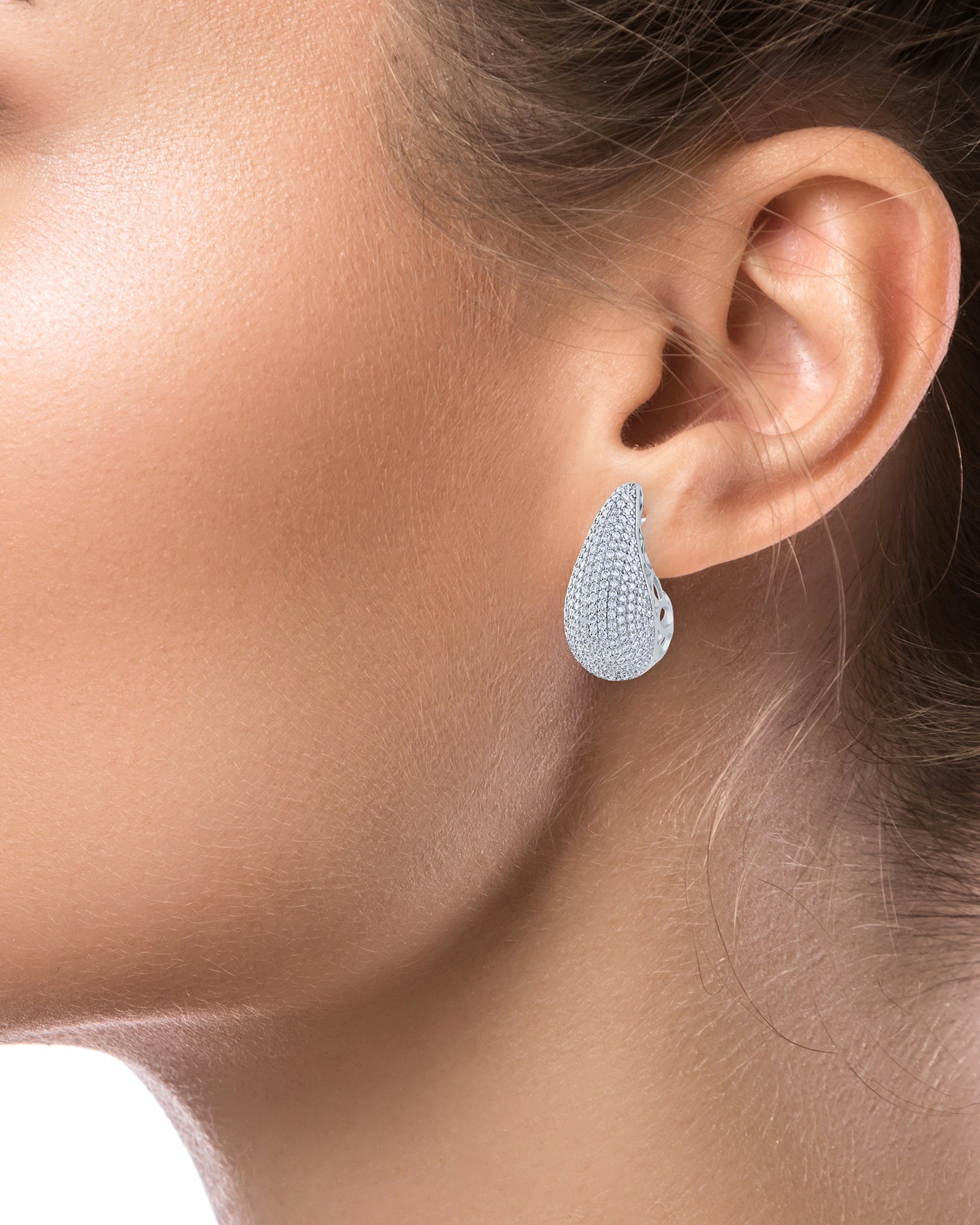 Pave Teardrop Earrings CZ by Kenneth Jay Lane