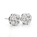 AGI Certified 2.00ctw Lab Diamond Floral Cluster Stud Earrings in 14kt White Gold VossAgin