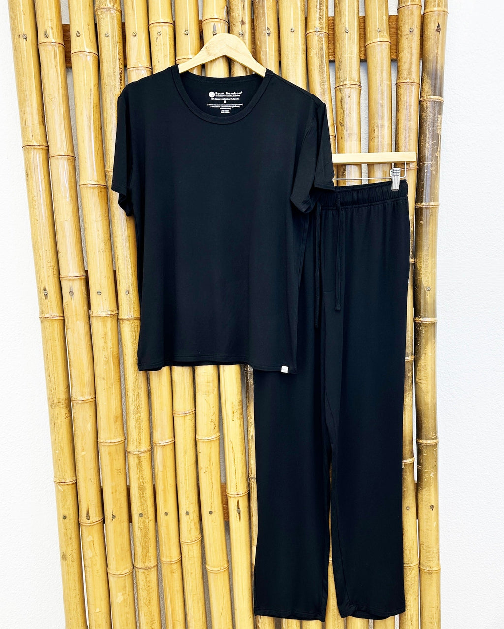 Men's Soft Bamboo Lounge Pajama Set - Short Sleeve Top & Pants Spun Bamboo