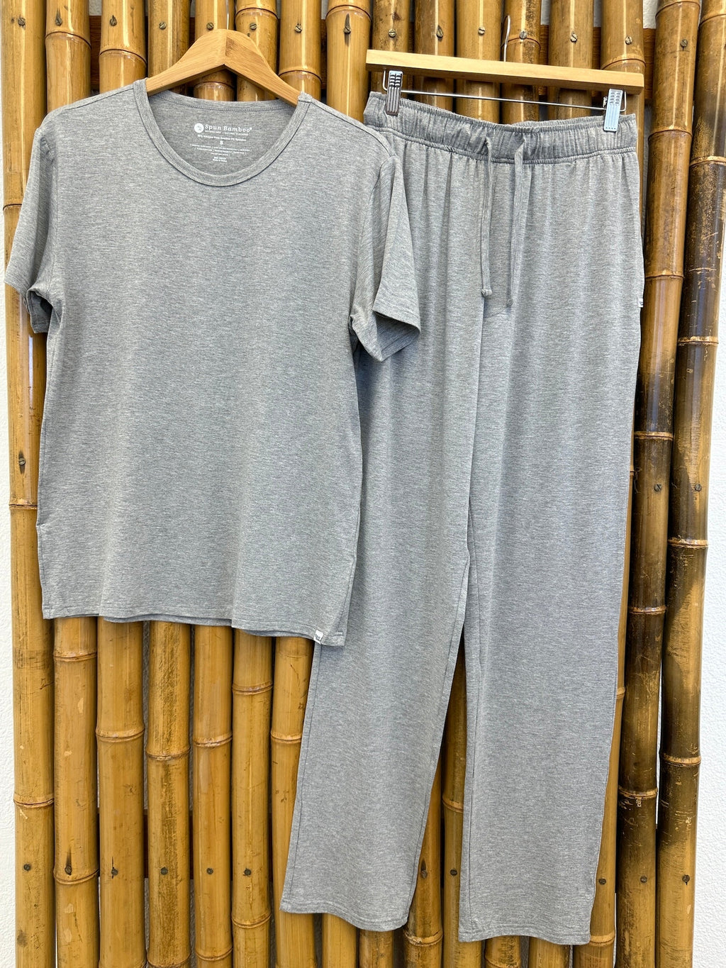 Men's Soft Bamboo Lounge Pajama Set - Short Sleeve Top & Pants Spun Bamboo