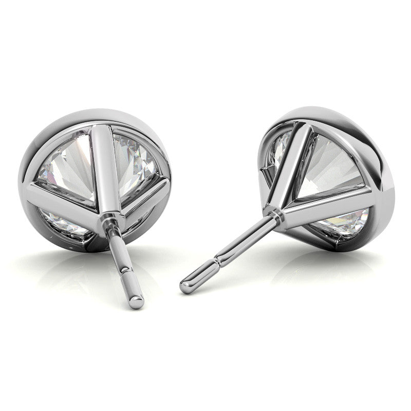 3.00 CTW Lab Grown Diamond Bezel Martini Stud Earrings in 14K White or Yellow Gold VossAgin