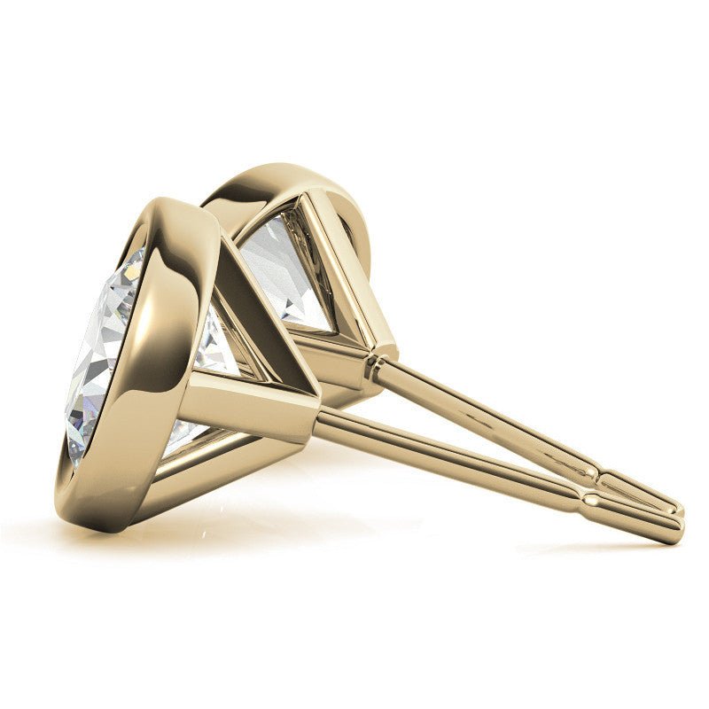 3.00 CTW Lab Grown Diamond Bezel Martini Stud Earrings in 14K White or Yellow Gold VossAgin