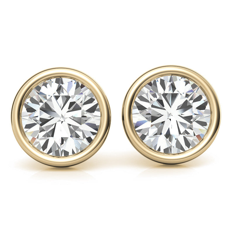 3.00 CTW Lab Grown Diamond Bezel Martini Stud Earrings in 14K White or Yellow Gold VossAgin