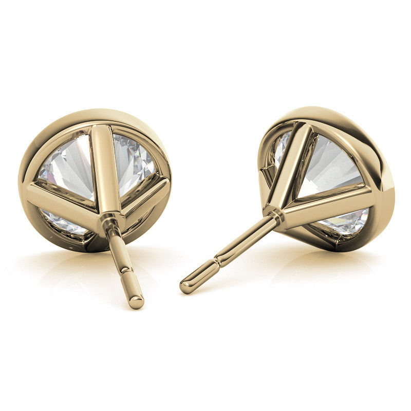 3.00 CTW Lab Grown Diamond Bezel Martini Stud Earrings in 14K White or Yellow Gold VossAgin