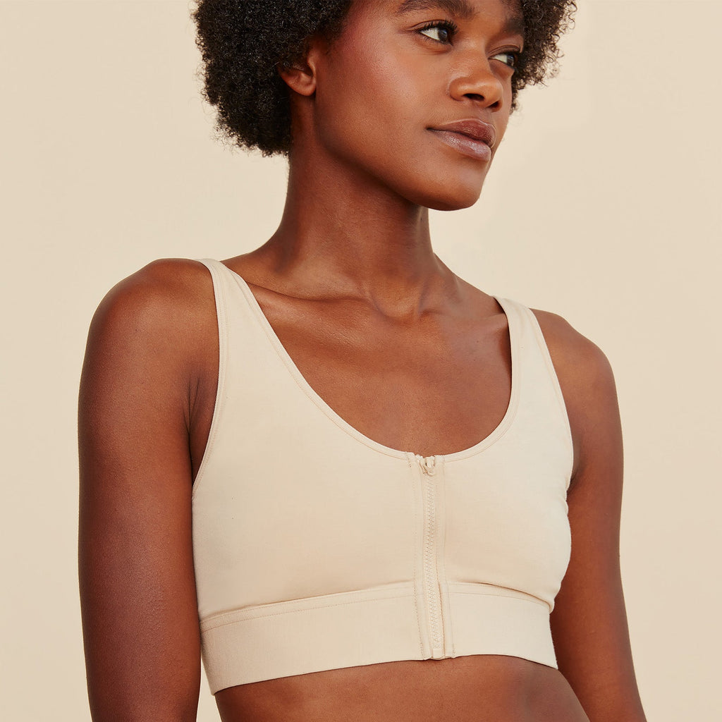 Wilderness Front‑Closure Cotton Bralette - Beige Meadow