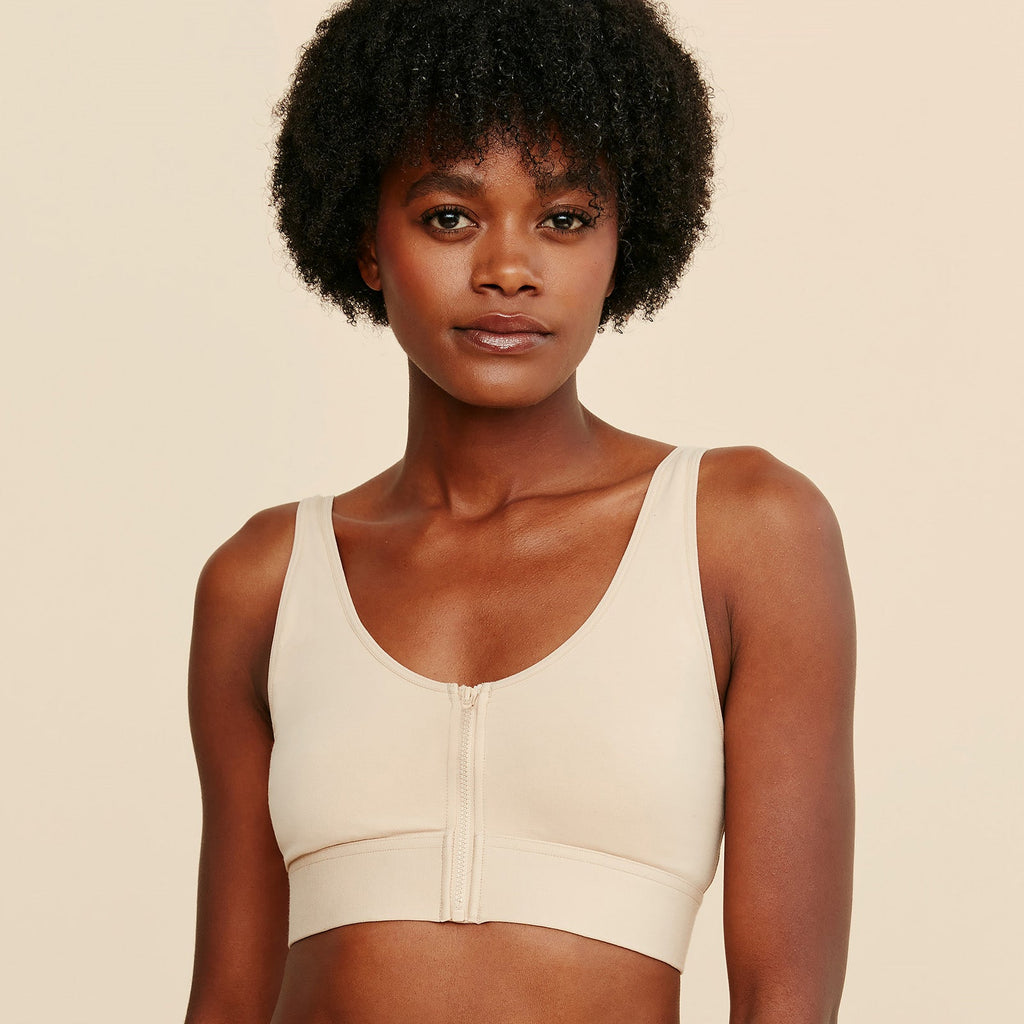 Wilderness Front‑Closure Cotton Bralette - Beige Meadow