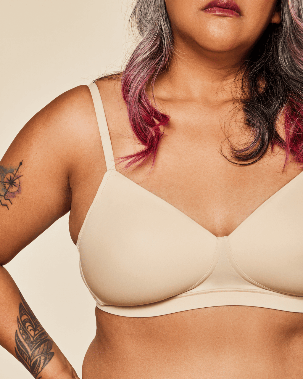 Moonrise Pocketed T‑Shirt Bra - Buff Meadow