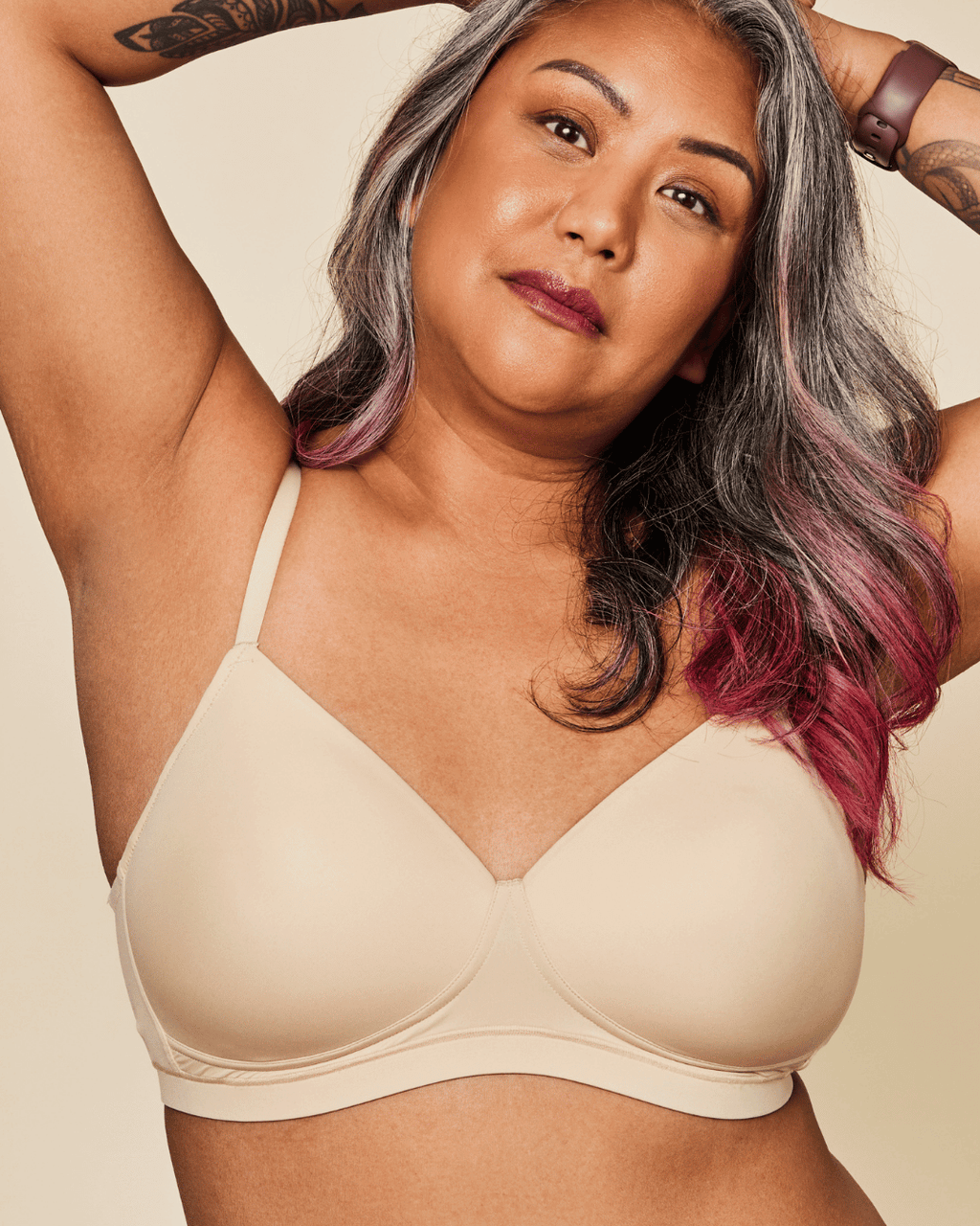 Moonrise Pocketed T‑Shirt Bra - Buff Meadow