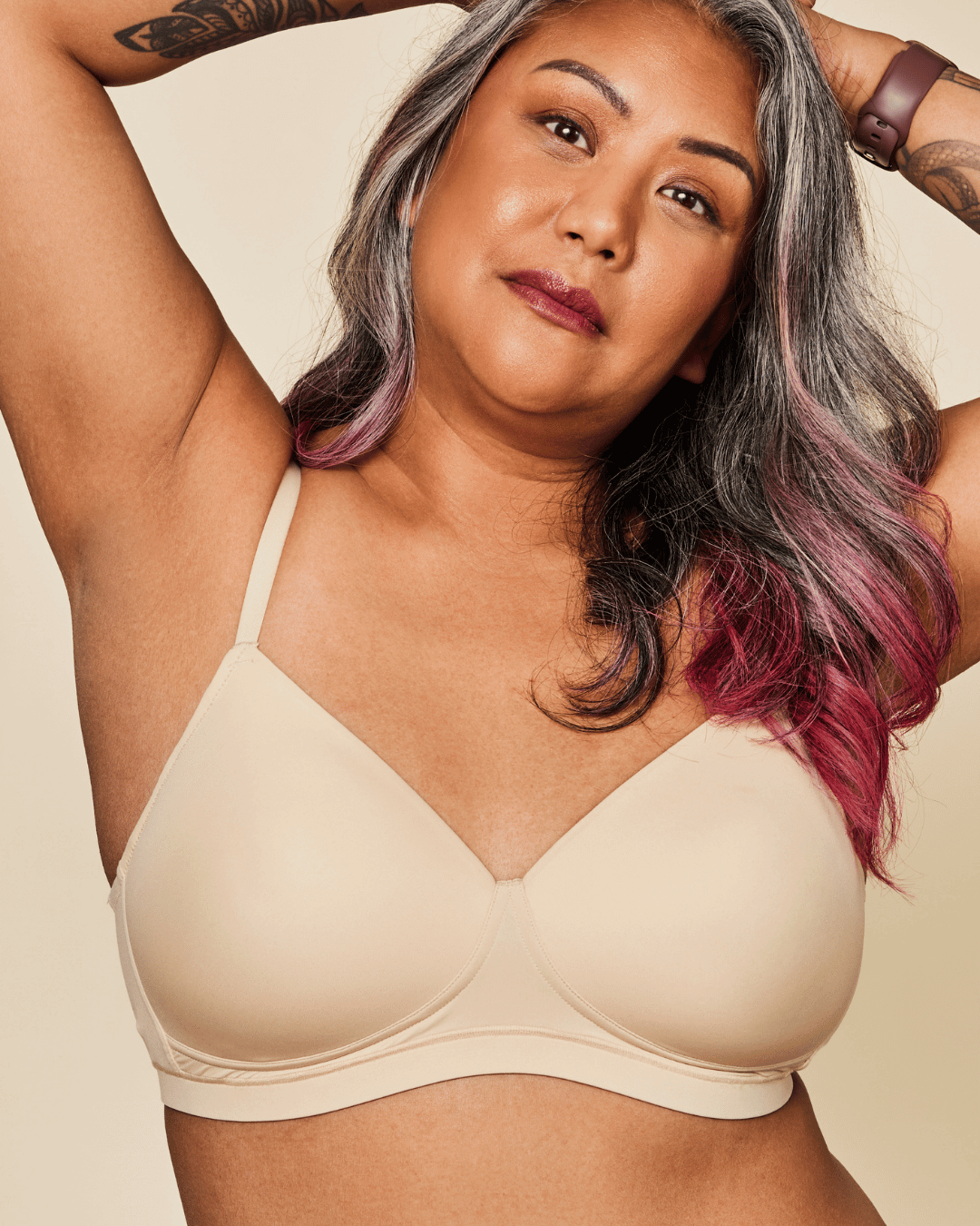Moonrise Pocketed T‑Shirt Bra - Buff Meadow