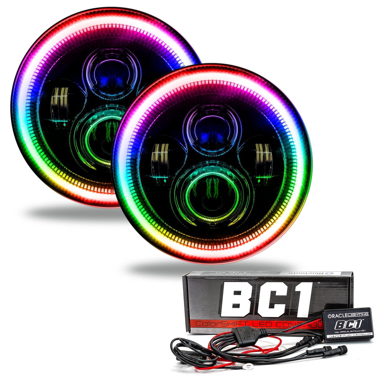 7in LED Headlights High Powered Black Besel Vinyasa Automotive