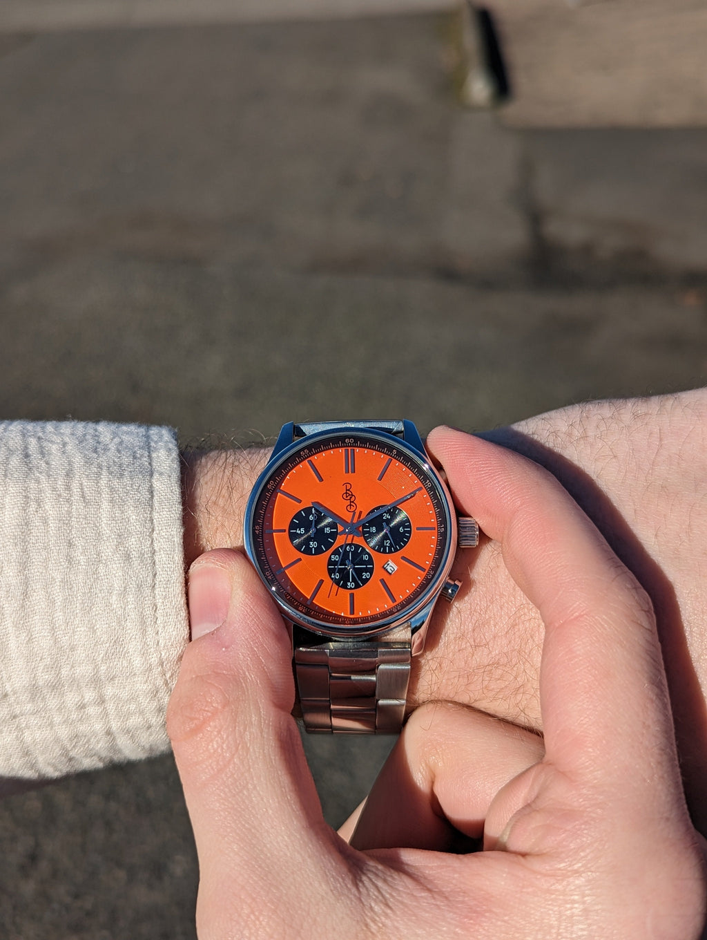 Orange and Black Chronograph The Beyond Boring Watch Company