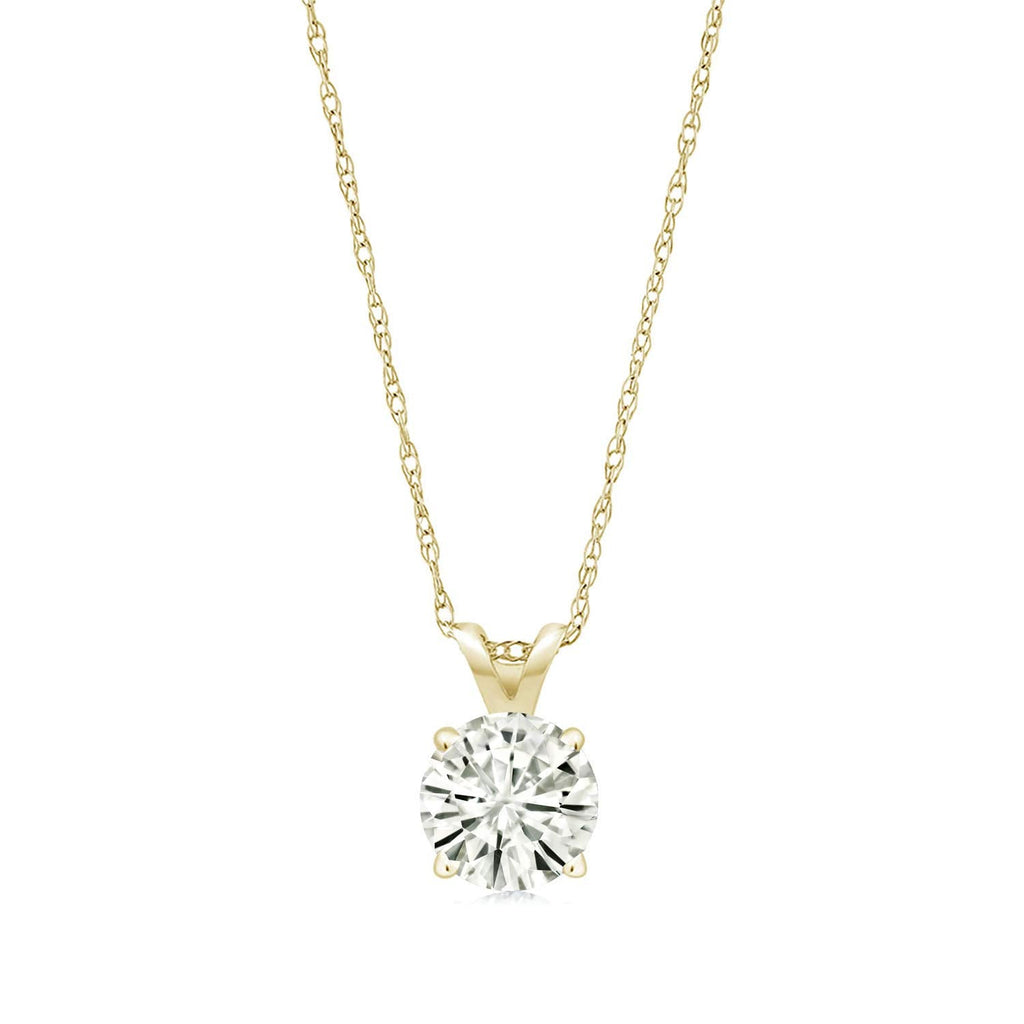 .80 CTW Certified Genuine Moissanite Solitaire Pendant Necklace - Choice of 14k White or Yellow Gold VossAgin