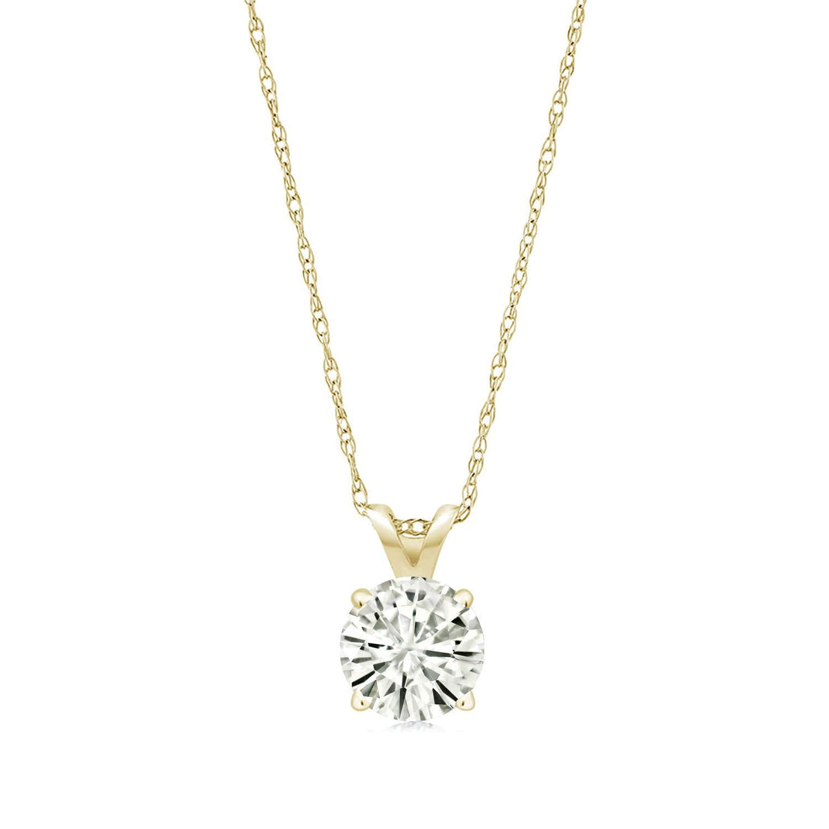 .80 CTW Certified Genuine Moissanite Solitaire Pendant Necklace - Choice of 14k White or Yellow Gold VossAgin