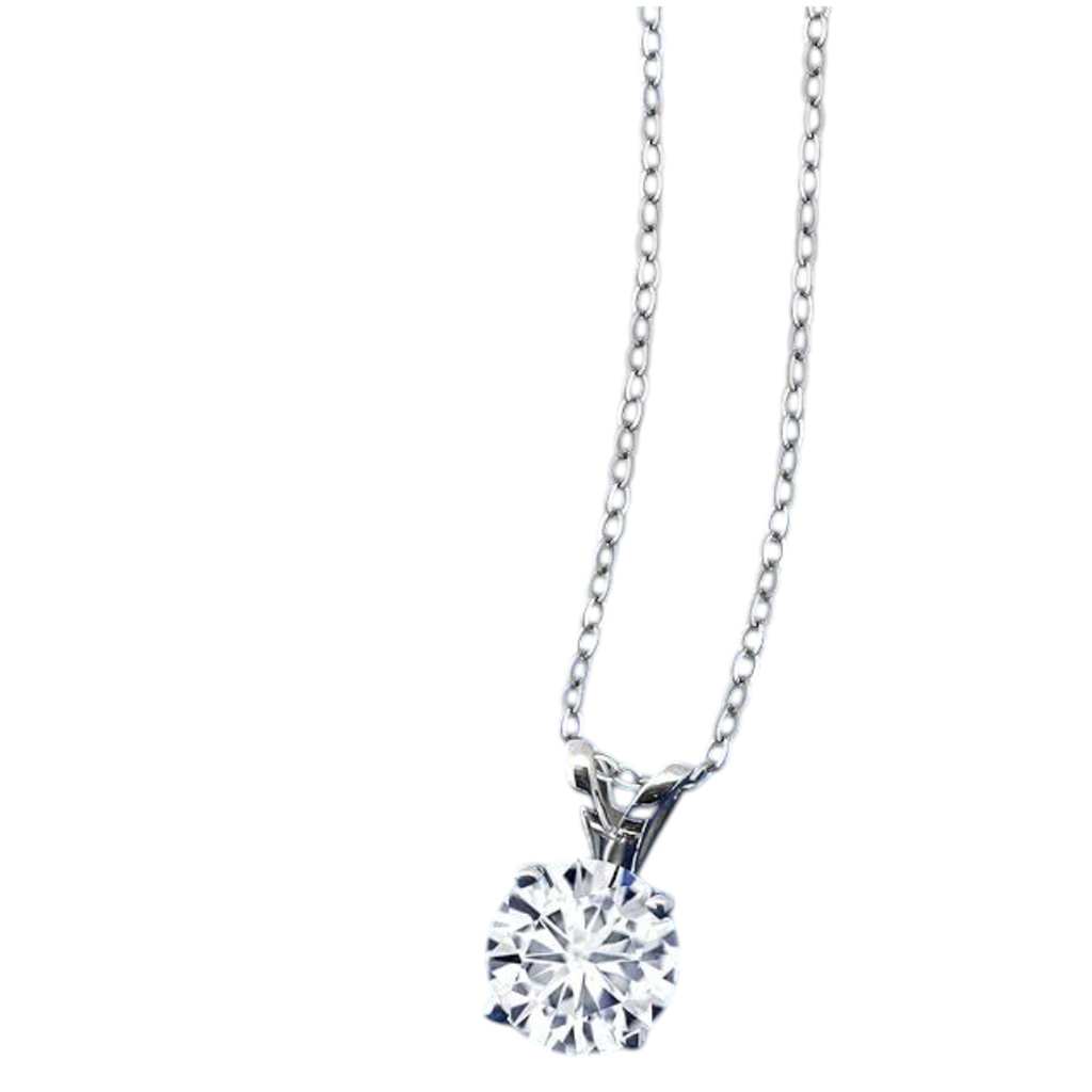 2.00 CTW Created Moissanite Solitaire Pendant Necklace with 18" Chain - Choice of 14k White or Yellow Gold VossAgin