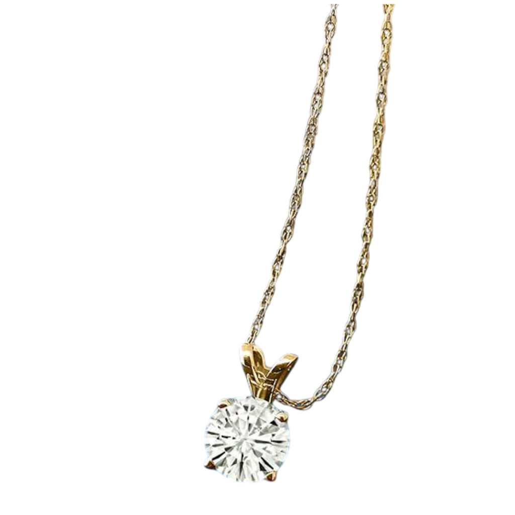 .80 CTW Certified Genuine Moissanite Solitaire Pendant Necklace - Choice of 14k White or Yellow Gold VossAgin
