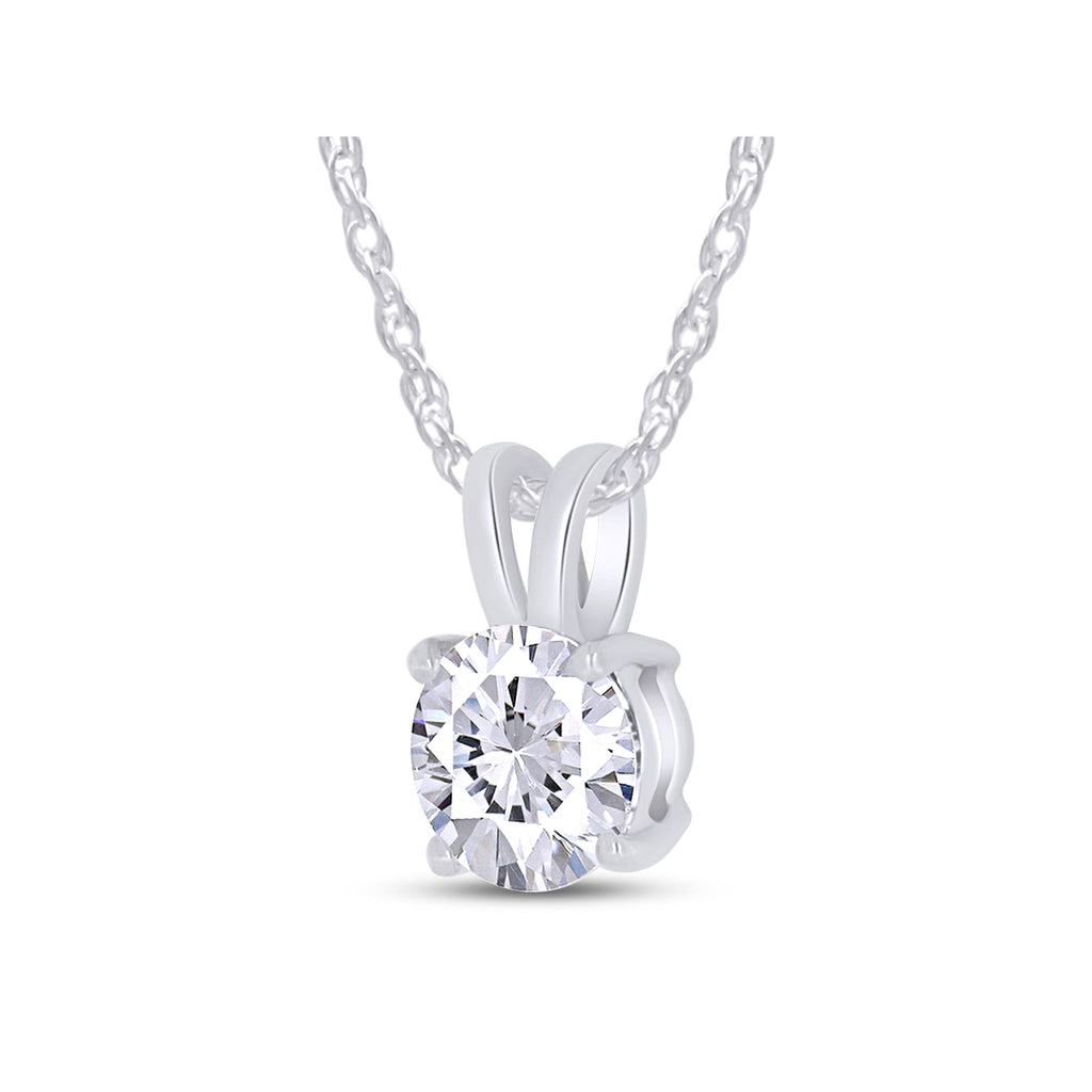 .80 CTW Certified Genuine Moissanite Solitaire Pendant Necklace - Choice of 14k White or Yellow Gold VossAgin