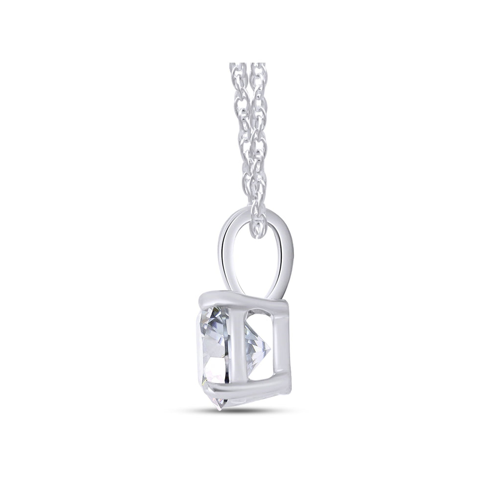 .80 CTW Certified Genuine Moissanite Solitaire Pendant Necklace - Choice of 14k White or Yellow Gold VossAgin