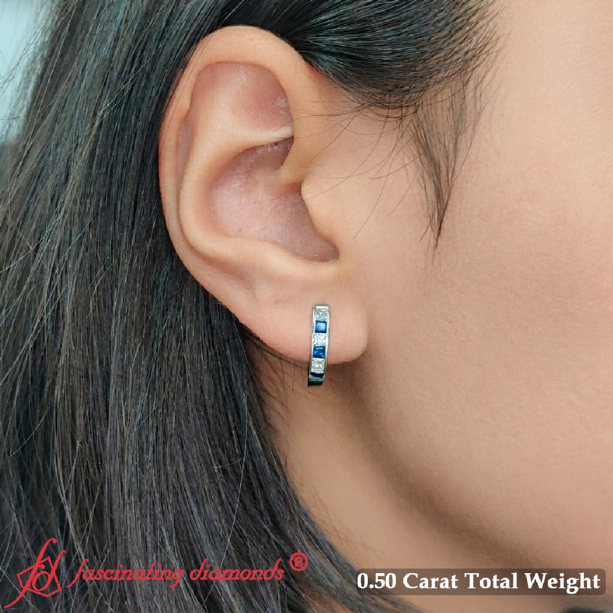 Channel Set Huggie Hoop Earring