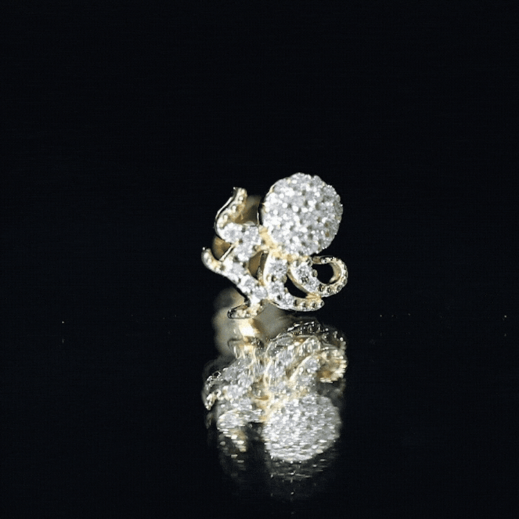 Moissanite Octopus Earring for Cartilage Piercing