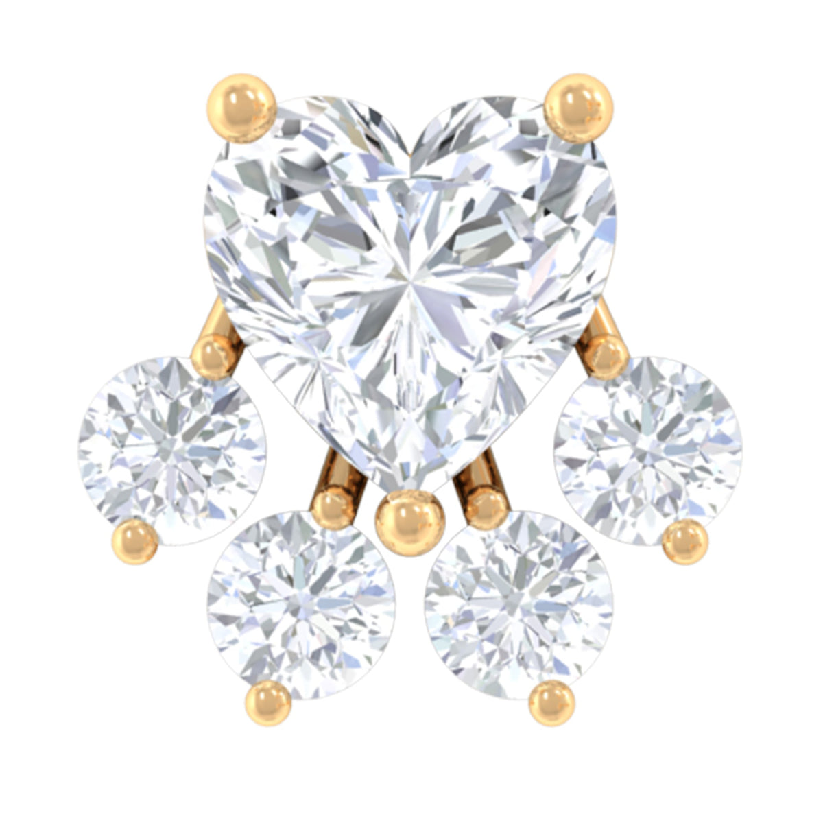 Heart Shape Moissanite Paw Cartilage Earring