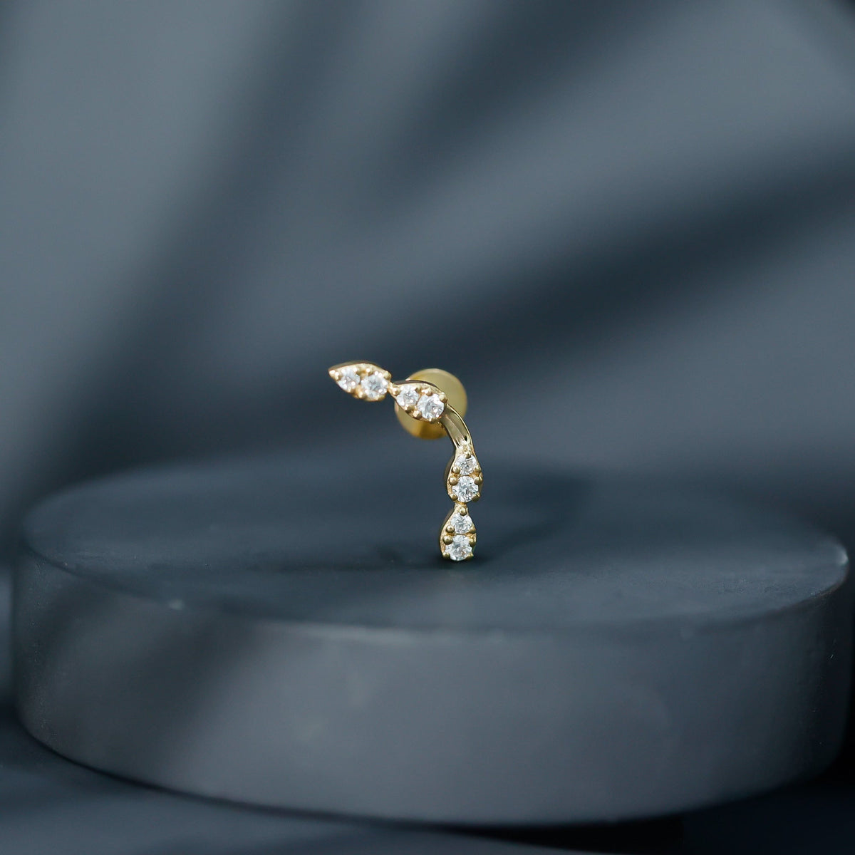Certified Moissanite Curved Helix Earring for Her