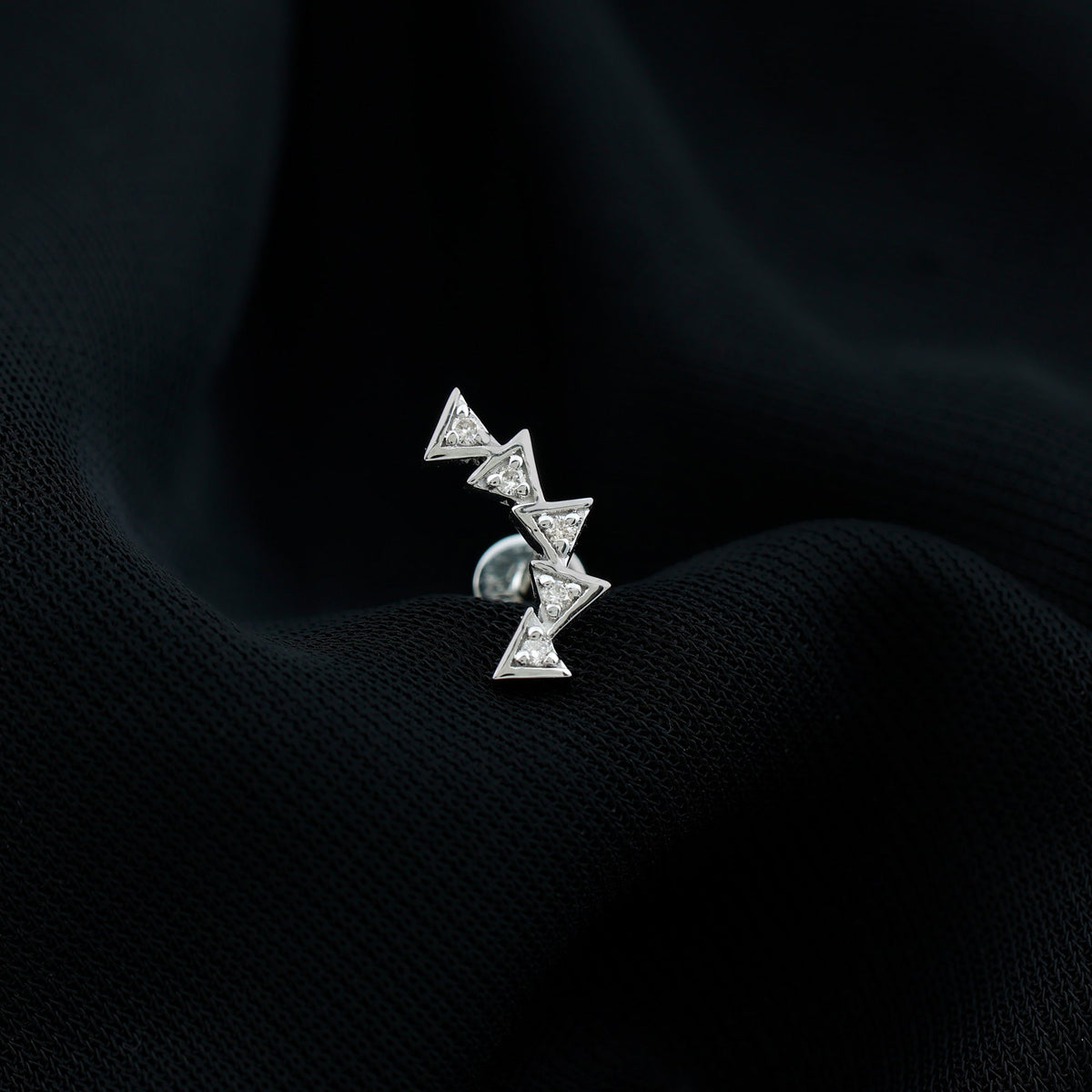 Genuine Diamond Geometric Curved Cartilage Earring
