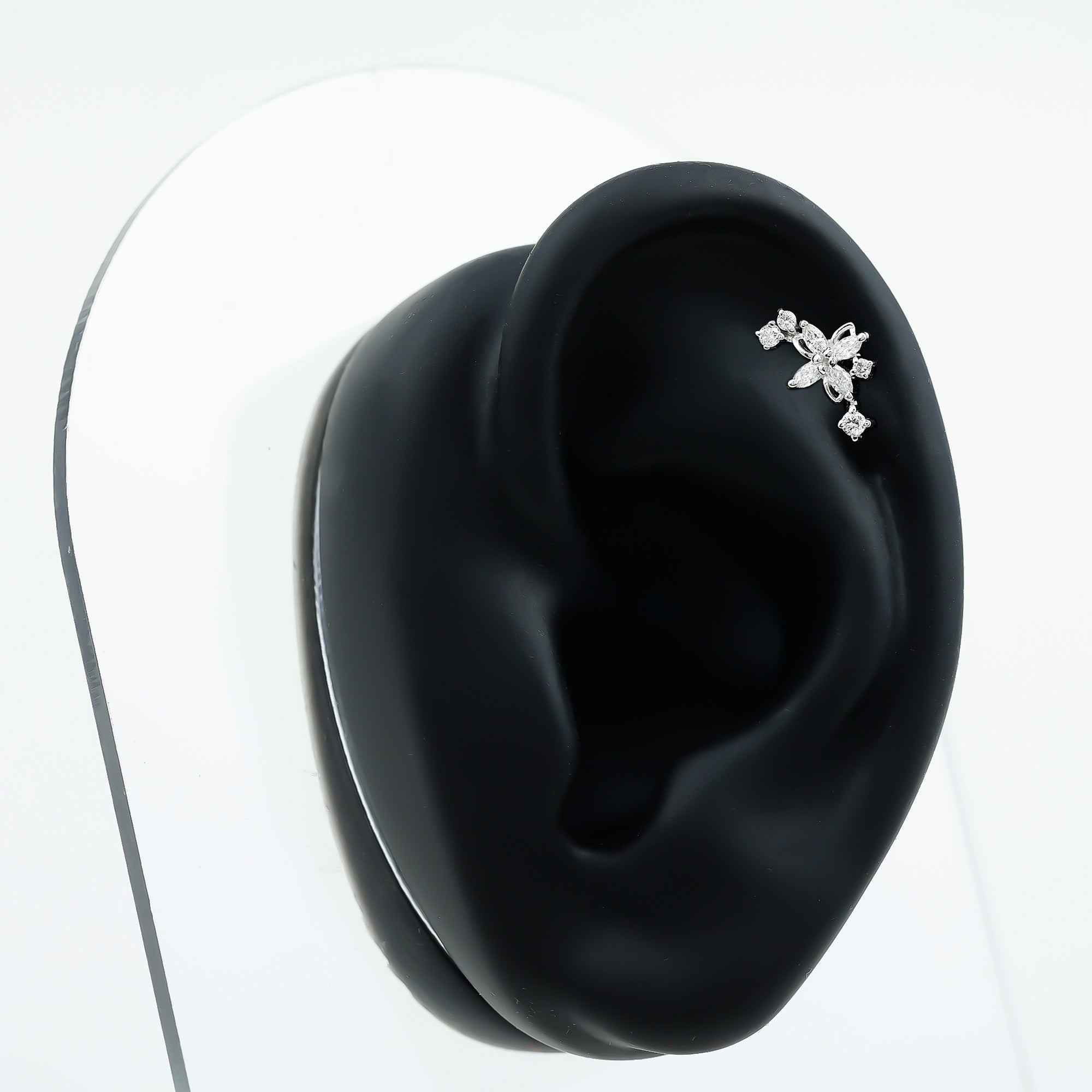 Certified Moissanite Flower Crawler Earring